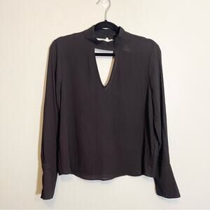 H&M Divided Women's Stand-Up Collar Deep Back Cutout Crêped Blouse Shirt Size 12